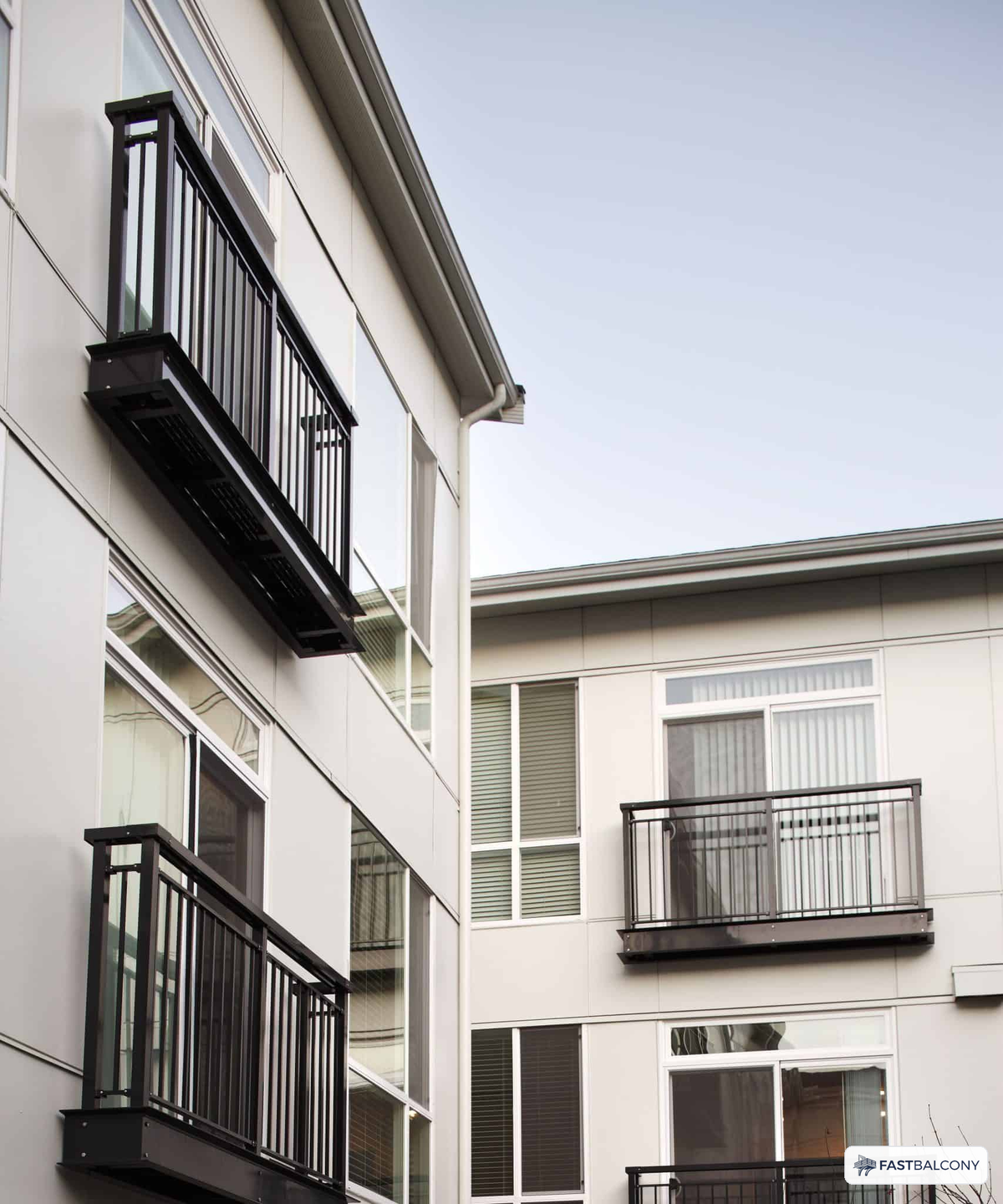 Fast Balcony Juliet Balcony Guard System, Bolt-On Aluminum - elevation view