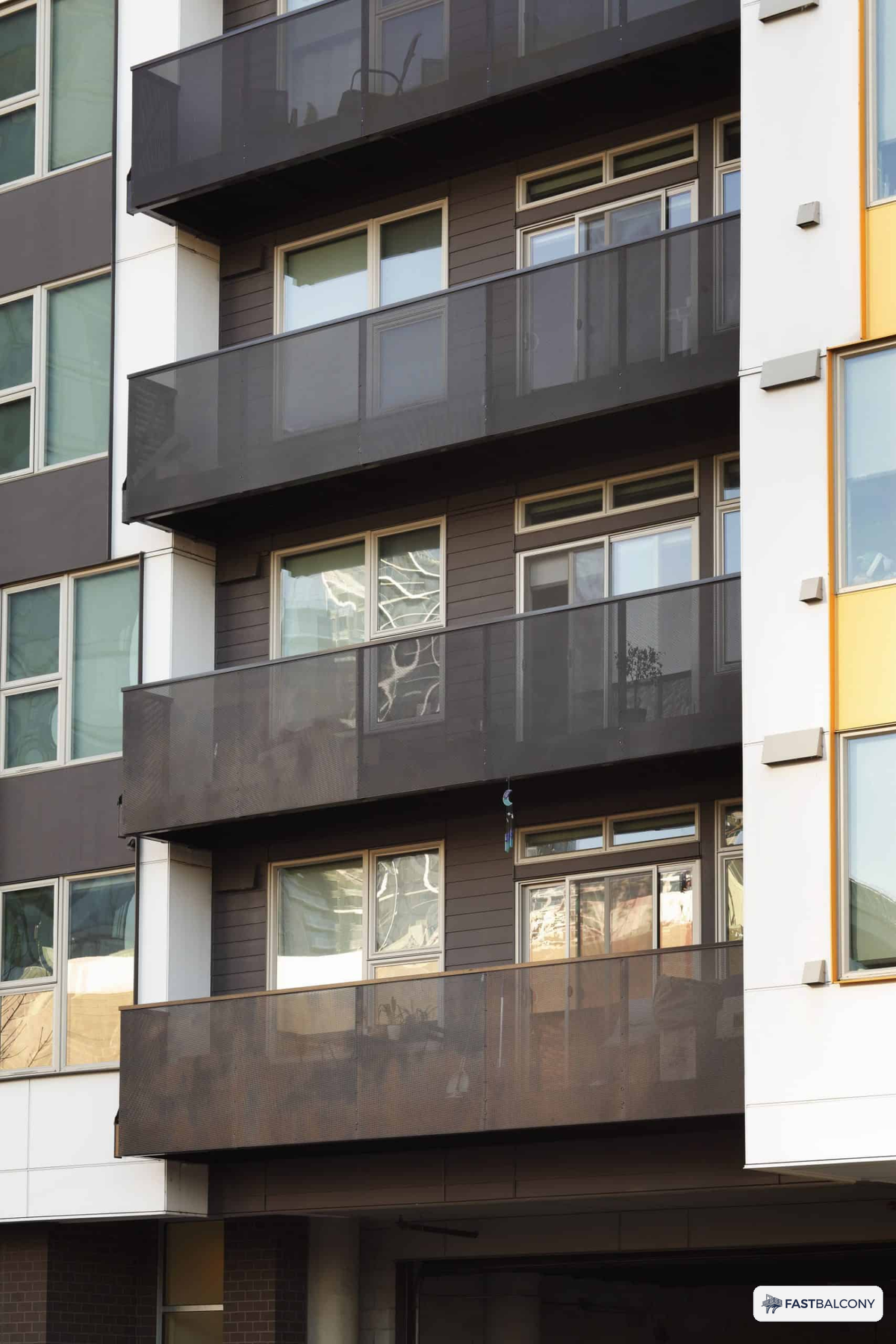 Fast Balcony Perforated Mesh Railing Bolt-On Aluminum Balcony System - elevation view
