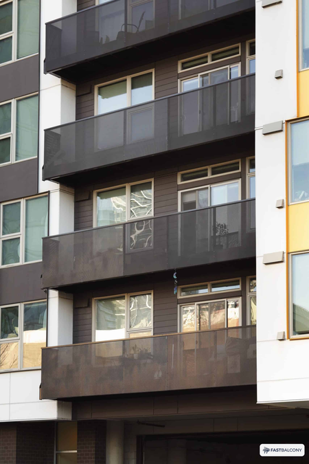 Fast Balcony Perforated Mesh Railing Bolt-On Aluminum Balcony System - elevation view