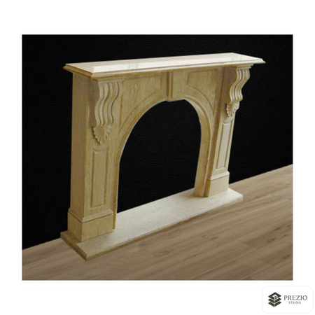 Prezio Stone Dahlia 59 in. W Carved Stone Fireplace Mantel, Based on Carrara Marble - primary material view