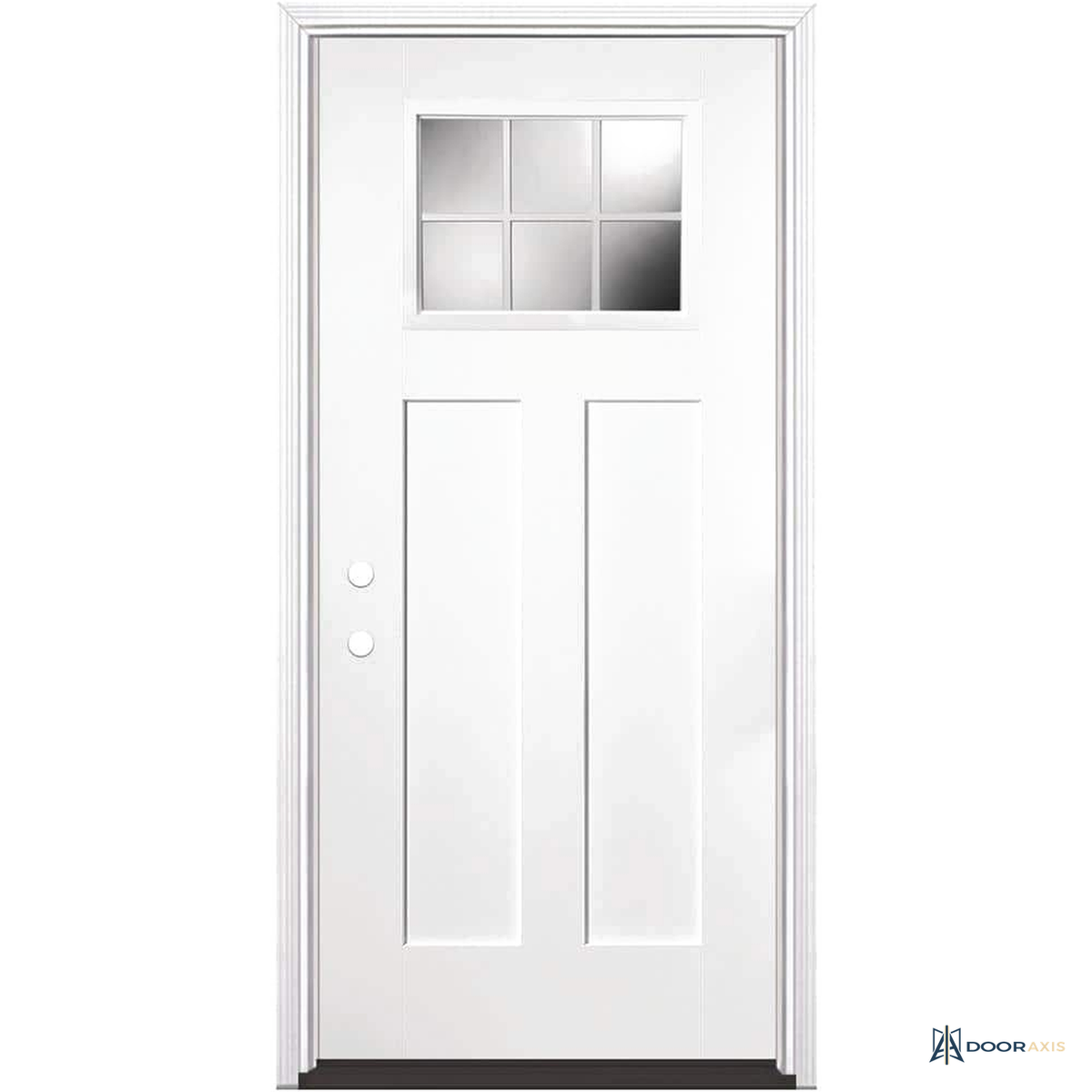 Door Axis 36 in x 80 in Craftsman 6-Lite Fiberglass Prehung Front Door with Brickmold - front view