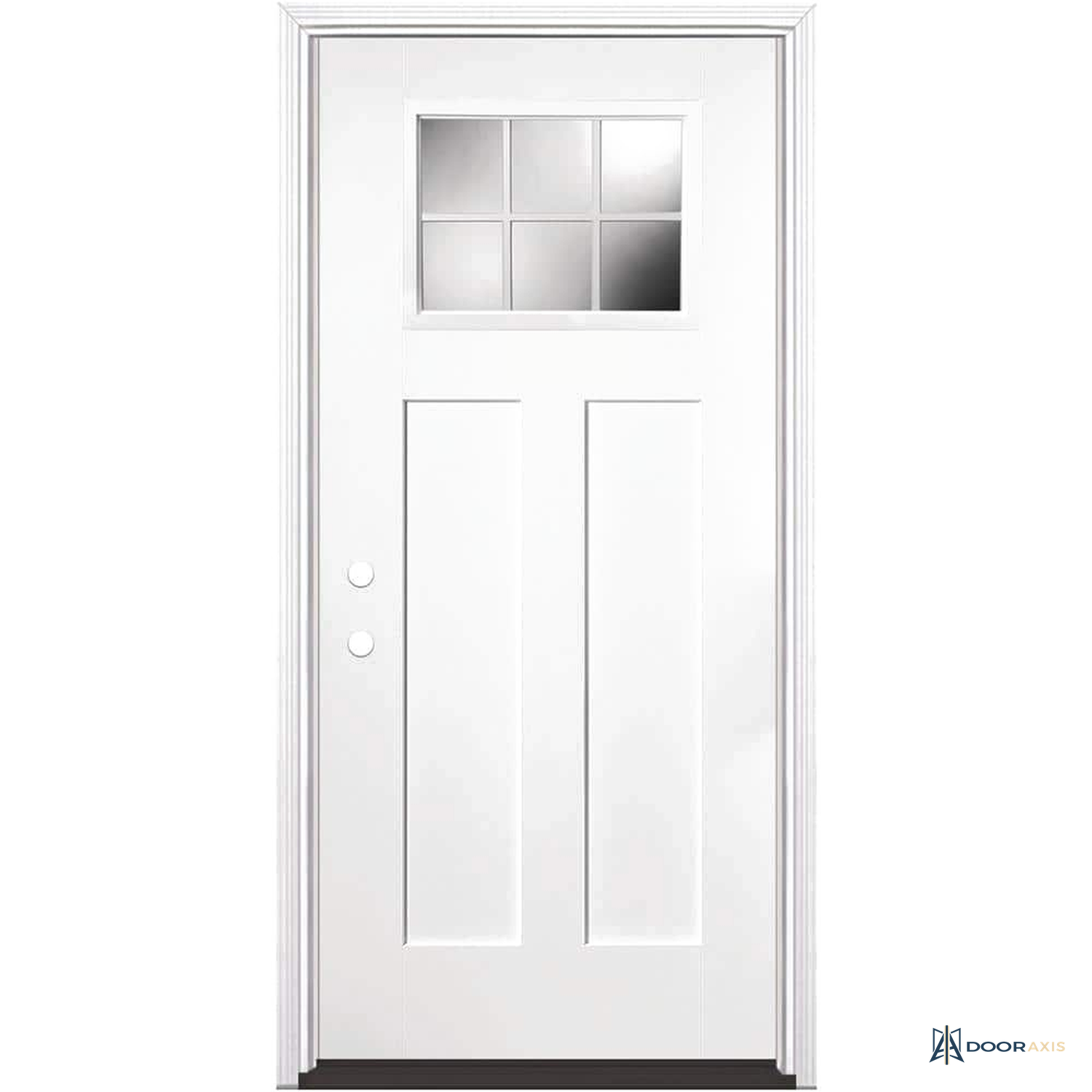 Door Axis 36 in x 80 in Craftsman 6-Lite Fiberglass Prehung Front Door with Brickmold - front view
