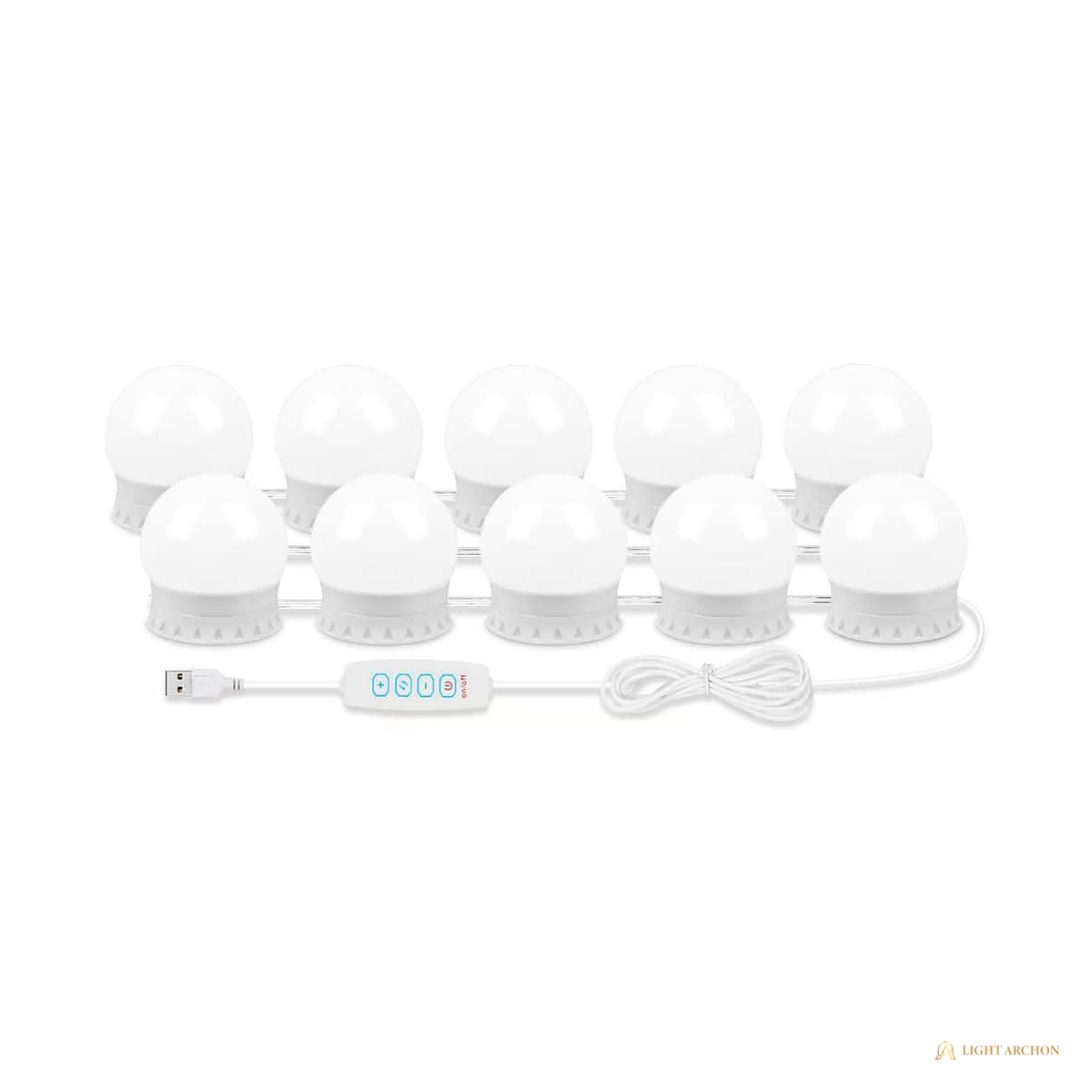 Light Archon Marquee 10-Light USB Mirror Light Kit with 3 Color Temperatures, White - front view