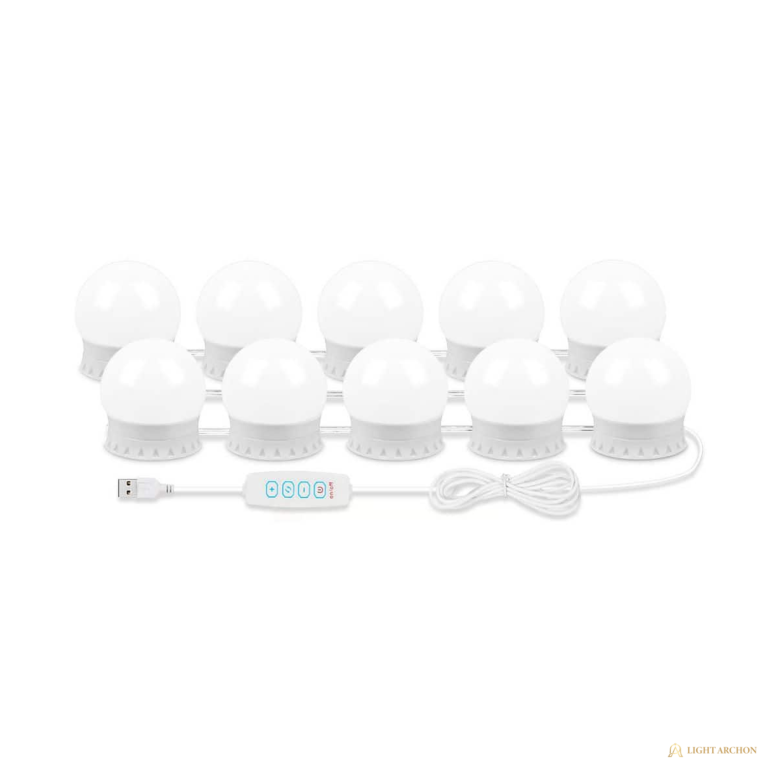 Light Archon Marquee 10-Light USB Mirror Light Kit with 3 Color Temperatures, White - front view