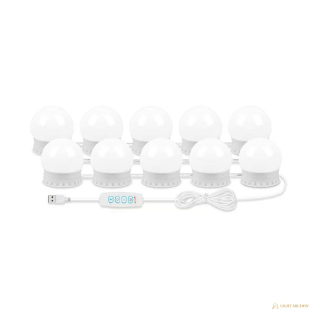 Light Archon Marquee 10-Light USB Mirror Light Kit with 3 Color Temperatures, White - front view