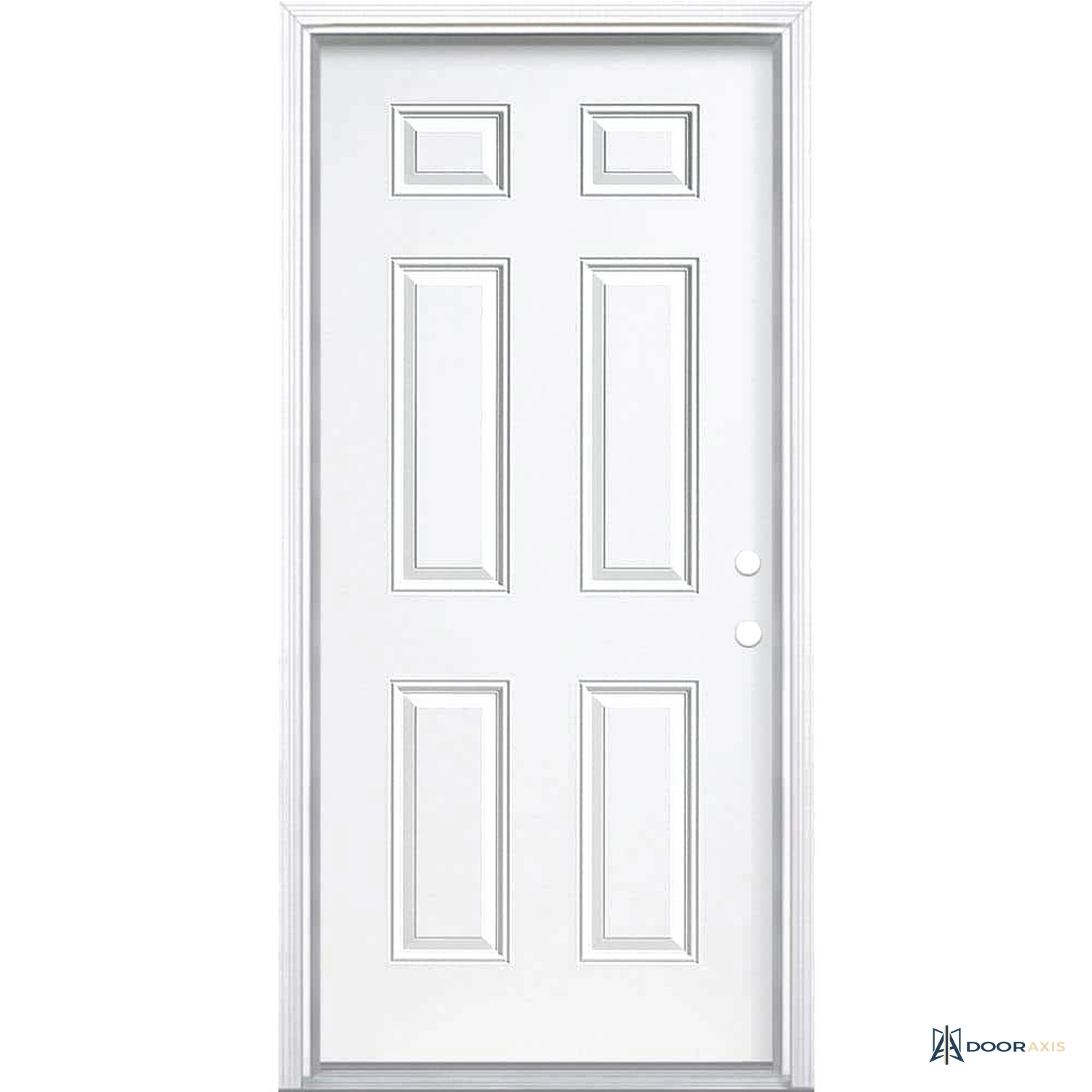 Door Axis 36 in x 80 in 6-Panel Steel Prehung Front Door with Brickmold - front view