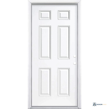 Door Axis 36 in x 80 in 6-Panel Steel Prehung Front Door with Brickmold - front view