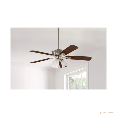 Light Archon Meridian 52 in. 5-Blade LED Ceiling Fan with Pull Chains, Brushed Nickel - front view