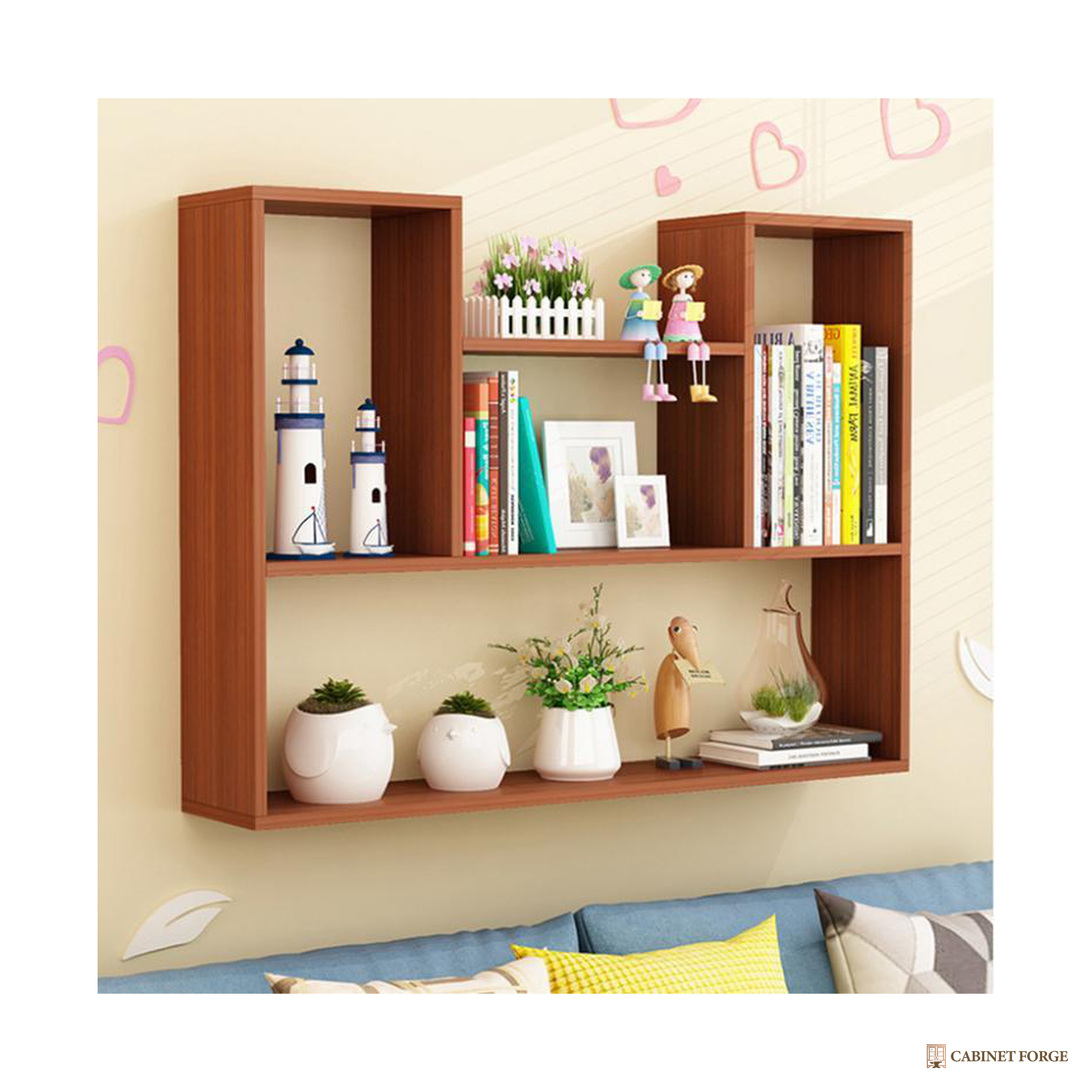 Cabinet Forge Walnut Floating Wall Shelf - front view