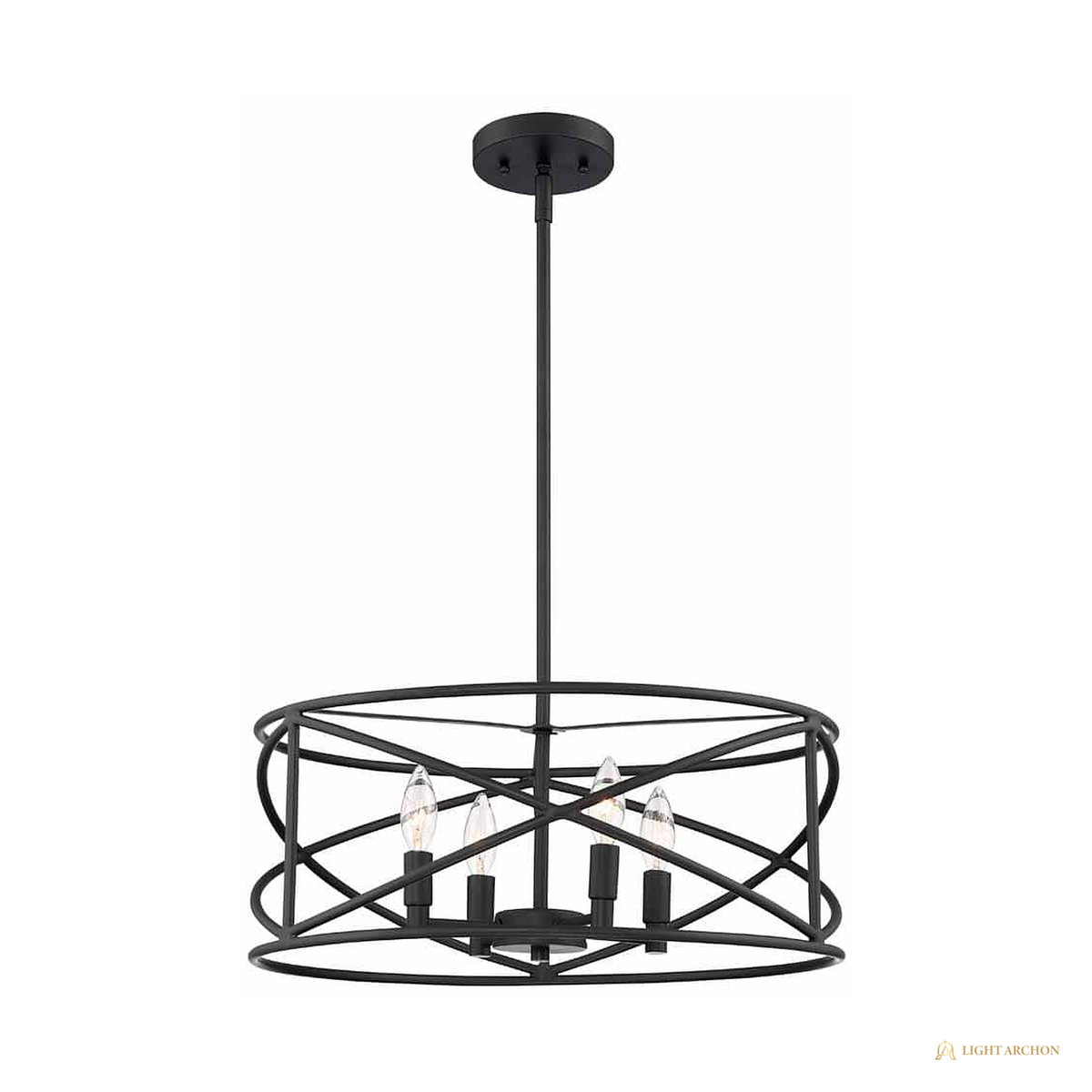 Light Archon Forge 20 in. 4-Light Satin Bronze Industrial Drum Chandelier - front view
