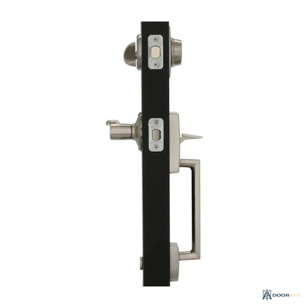Door Axis Satin Nickel Single Cylinder Entry Handleset, Right-Hand Interior Lever - front view