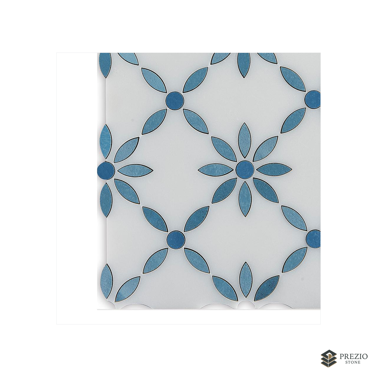 Prezio Stone Daisy Petal Waterjet Mosaic, Two Tone Marble Sheet - primary material view