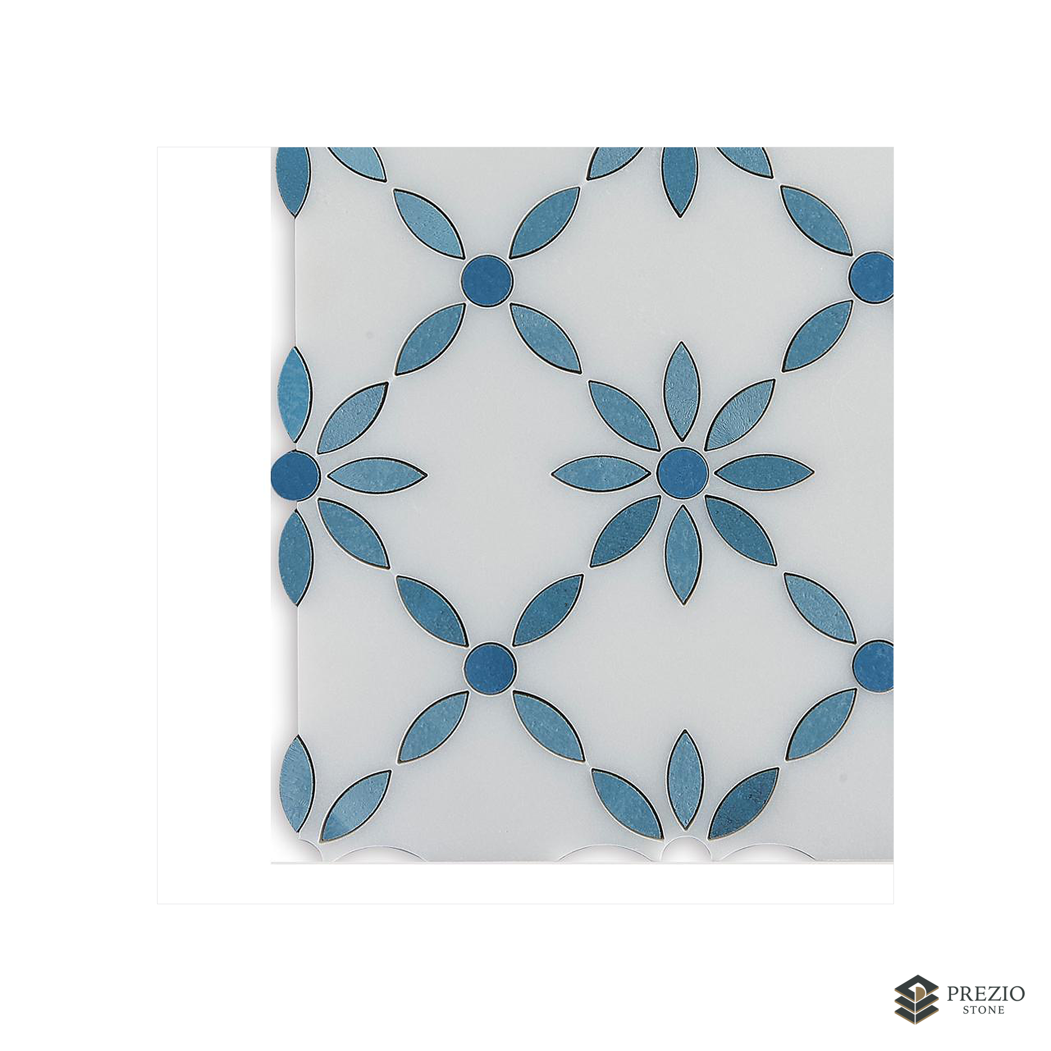 Prezio Stone Daisy Petal Waterjet Mosaic, Two Tone Marble Sheet - primary material view