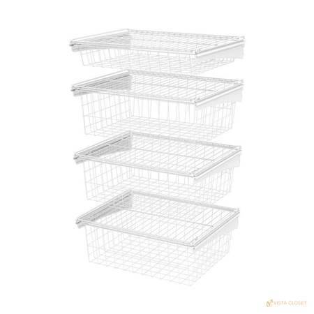 Vista Closet 21 in. W x 27 in. H White 4-Drawer Mesh Wire Basket Unit - front view
