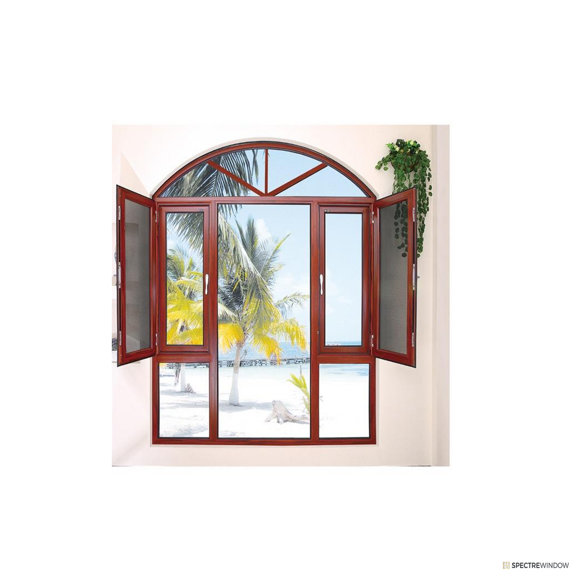 Spectre Window 80 Series Aluminum Casement Window with Built In Insect Screen Panel - front view