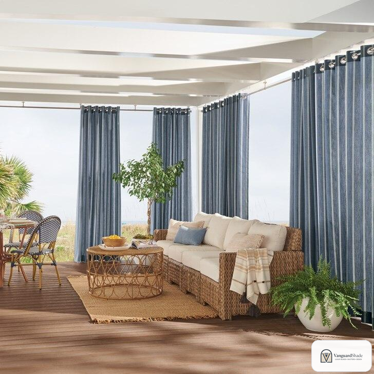 Vanguard Shade Outdoor Drapery Panel, Grommet Top, Custom Length - front view