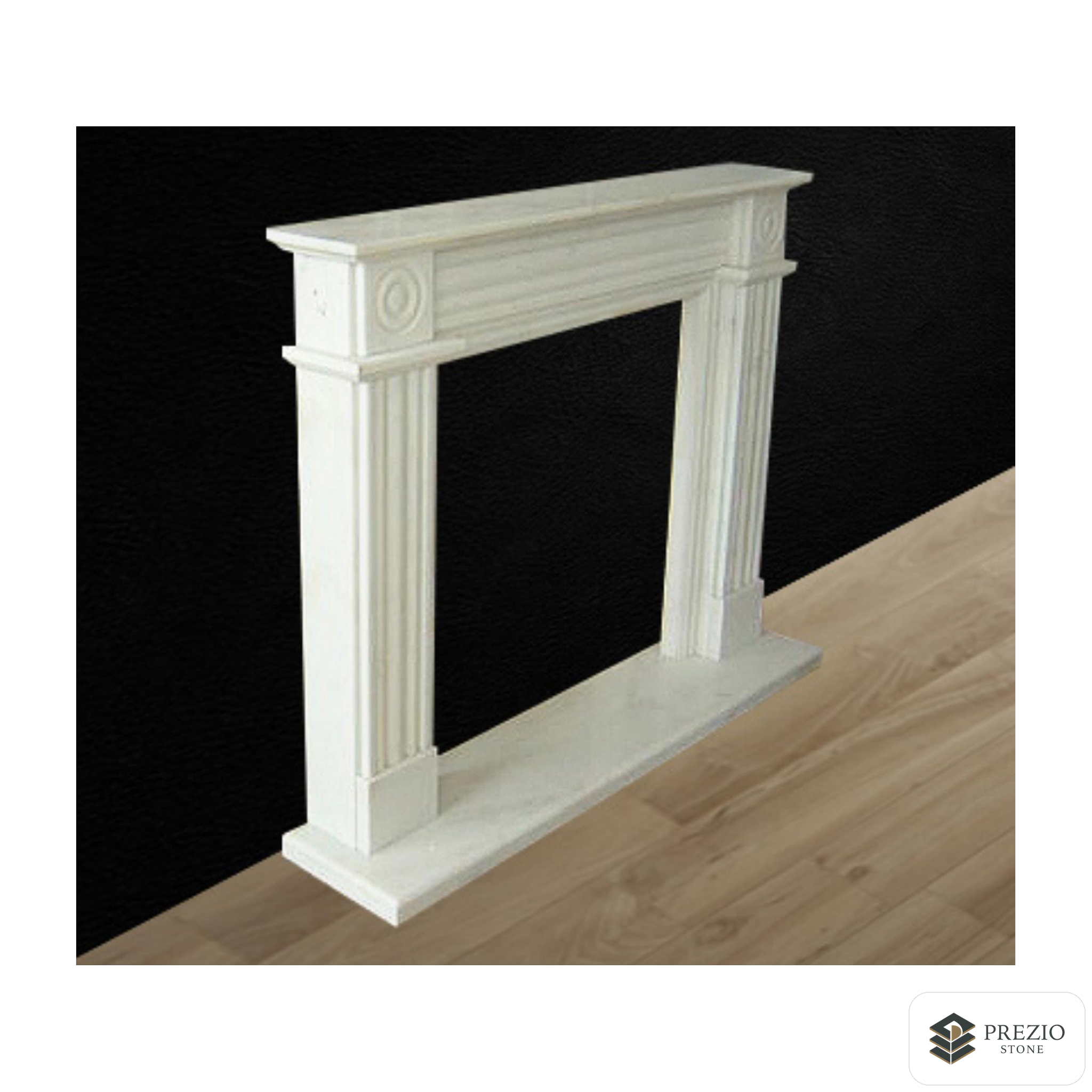 Prezio Stone Thea 59 in. W Carved Stone Fireplace Mantel, Based on Carrara Marble - primary material view