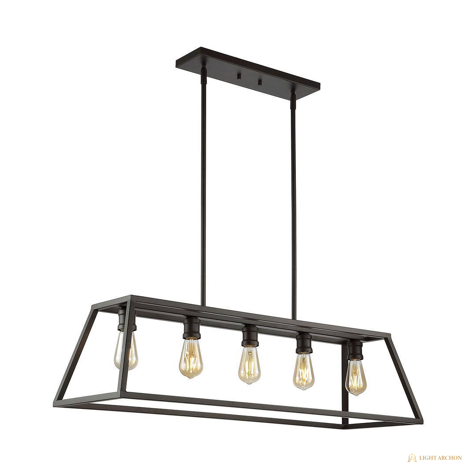 Light Archon Lintel 38 in. 5-Light Oil-Rubbed Bronze Linear Lantern Pendant - front view
