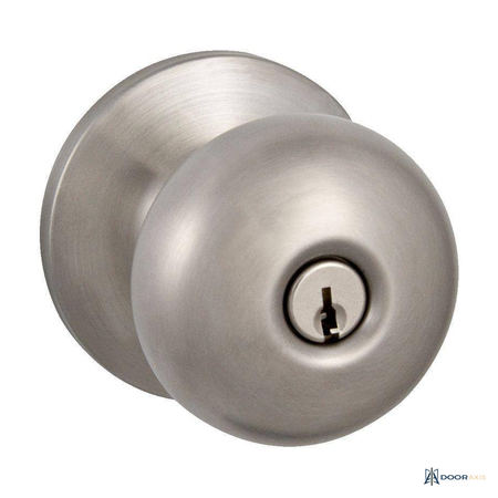 Door Axis Stainless Steel Keyed Entry Door Knob, Flat Ball Profile - front view