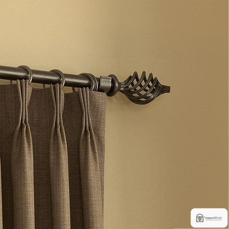 Vanguard Shade 1 in. Wrought Iron Drapery Rod, Custom Length - front view