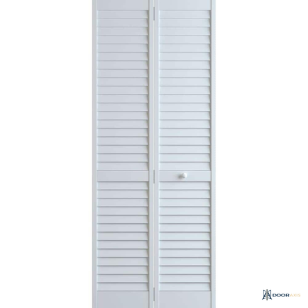 Door Axis 24 in x 80 in Full Louver Pine Bifold Closet Door, Painted White - front view