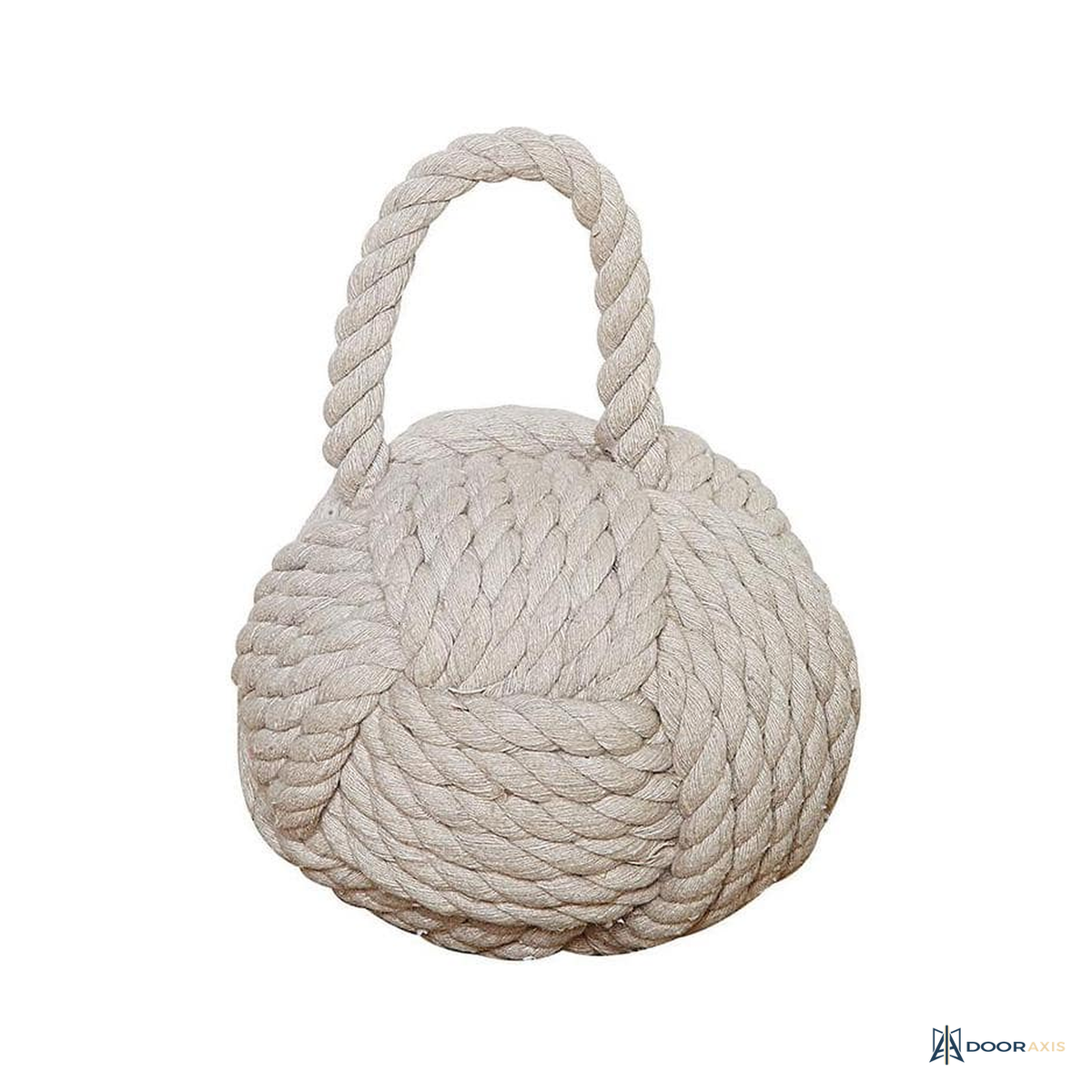 Door Axis Weighted Rope Knot Door Stop, Natural Tan - front view