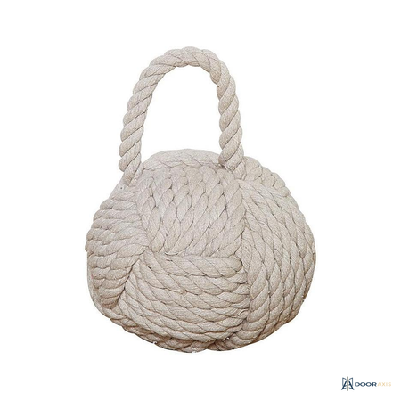 Door Axis Weighted Rope Knot Door Stop, Natural Tan - front view
