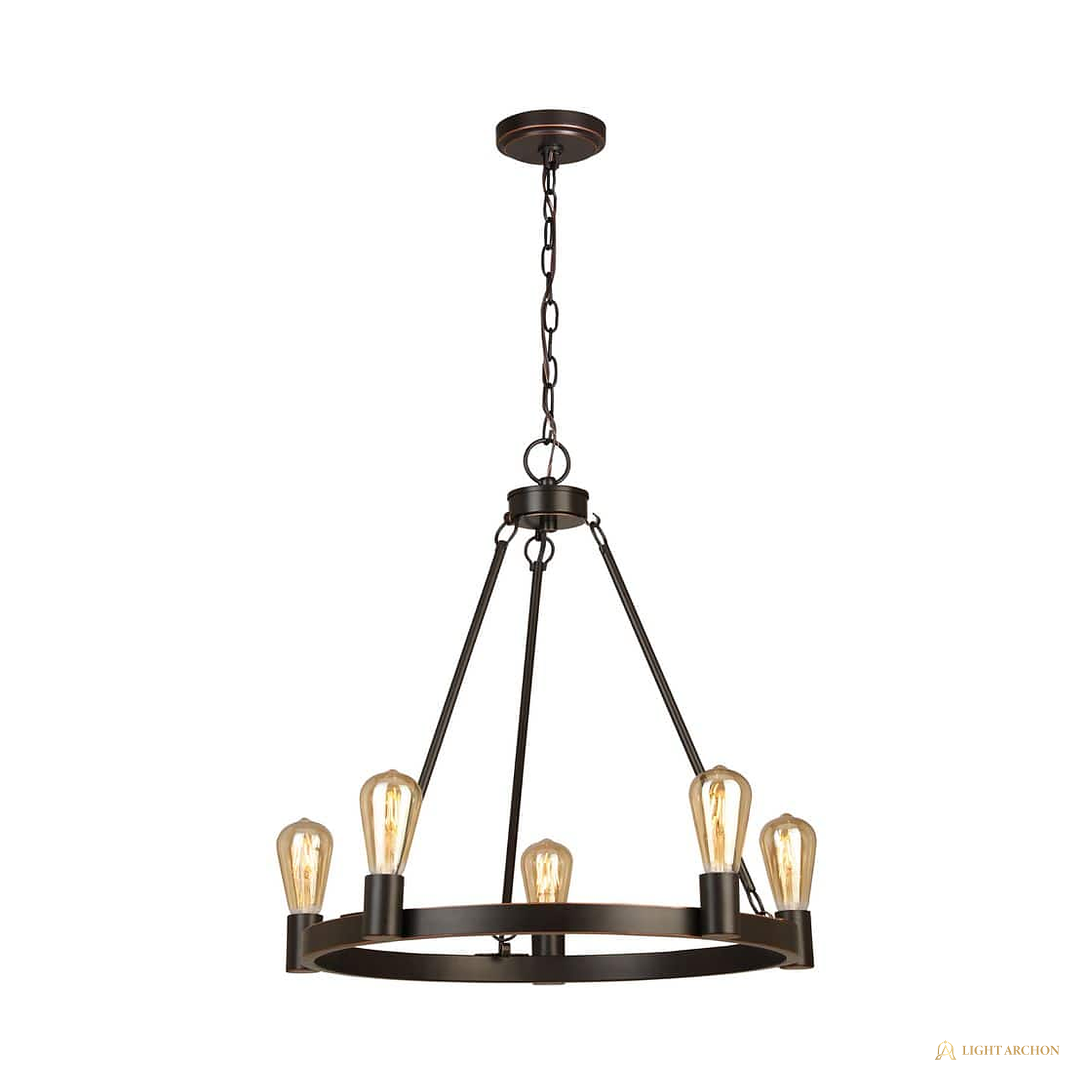 Light Archon Rowel 24 in. 5-Light Oil-Rubbed Bronze Wagon Wheel Chandelier - front view
