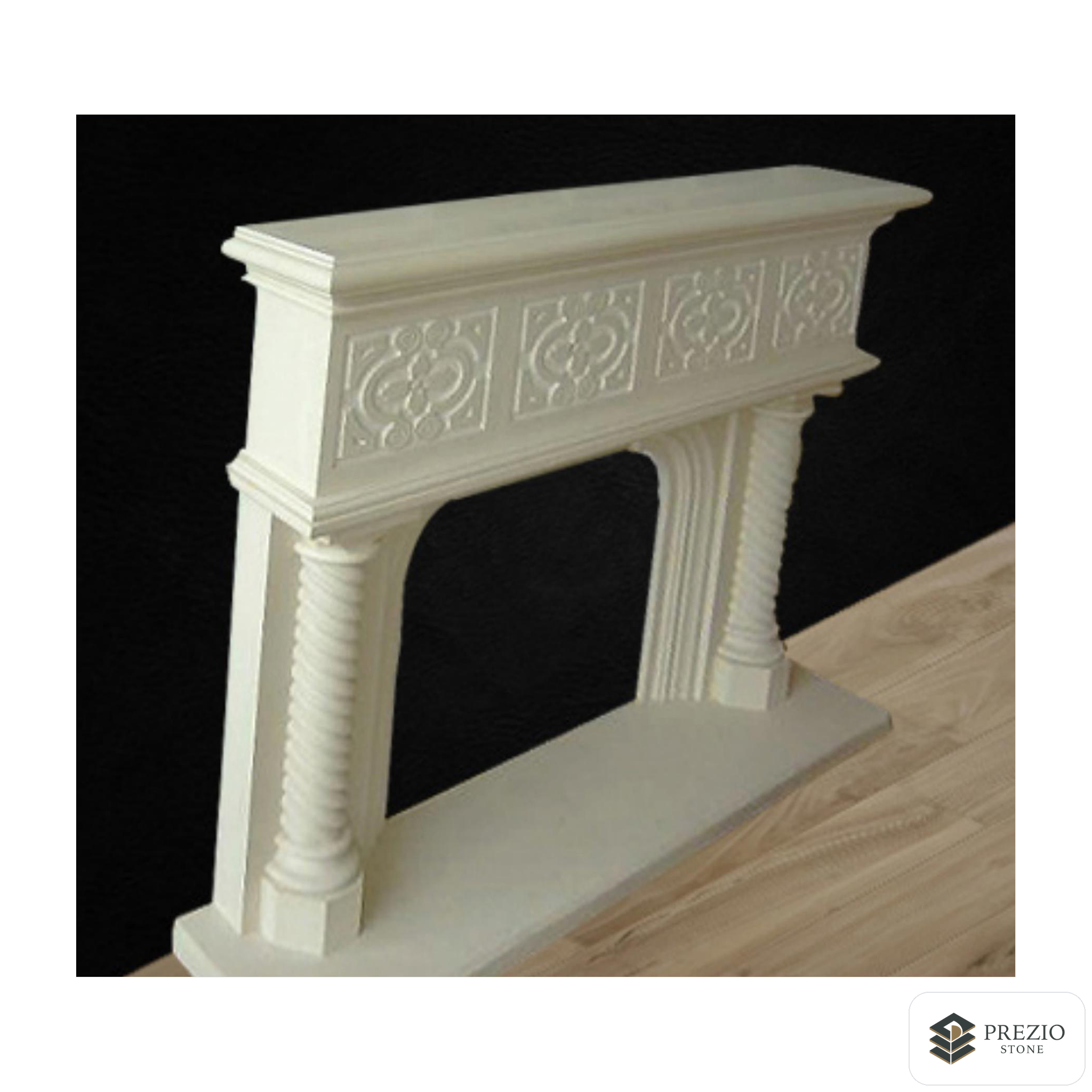 Prezio Stone Scarlett 55 in. W Carved Stone Fireplace Mantel, Based on Carrara Marble - primary material view