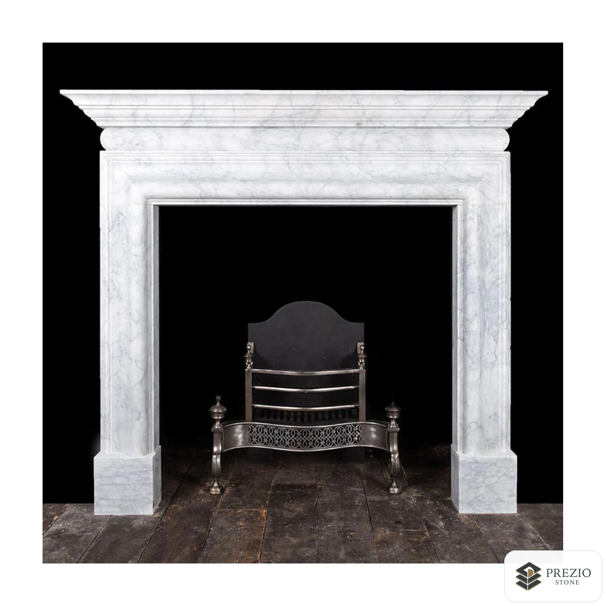 Prezio Stone Maeve 61 in. W Carved Stone Fireplace Mantel in Carrara Marble - primary material view