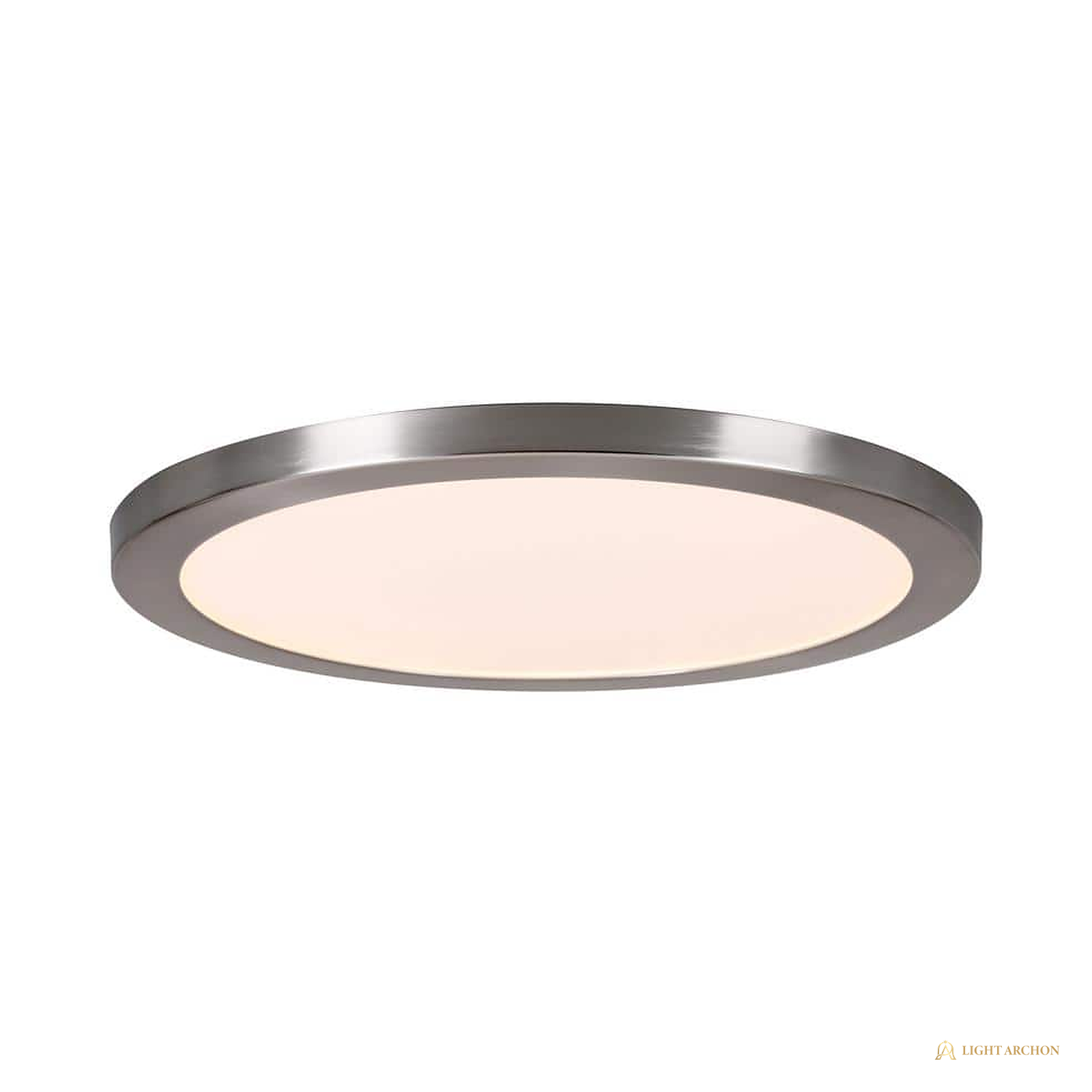 Light Archon Plana 15 in. Ultra-Low Profile Selectable CCT LED Flush Mount, Brushed Nickel, 2-Pack - front view