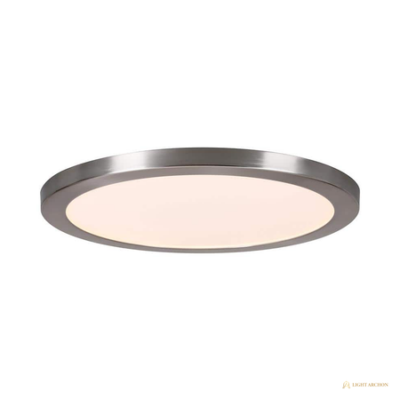 Light Archon Plana 15 in. Ultra-Low Profile Selectable CCT LED Flush Mount, Brushed Nickel, 2-Pack - front view