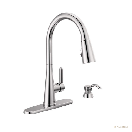 Namimera Pull-Down Kitchen Faucet with Splash-Guard Spray, 1.8 GPM, Polished Chrome - front view