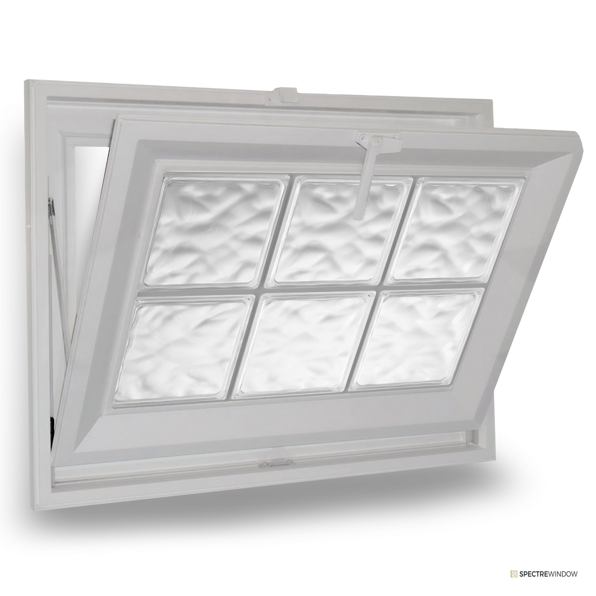 Spectre Window 29.5 in. x 17.5 in. Acrylic Block Vinyl Hopper Window, Privacy Glazing - front view