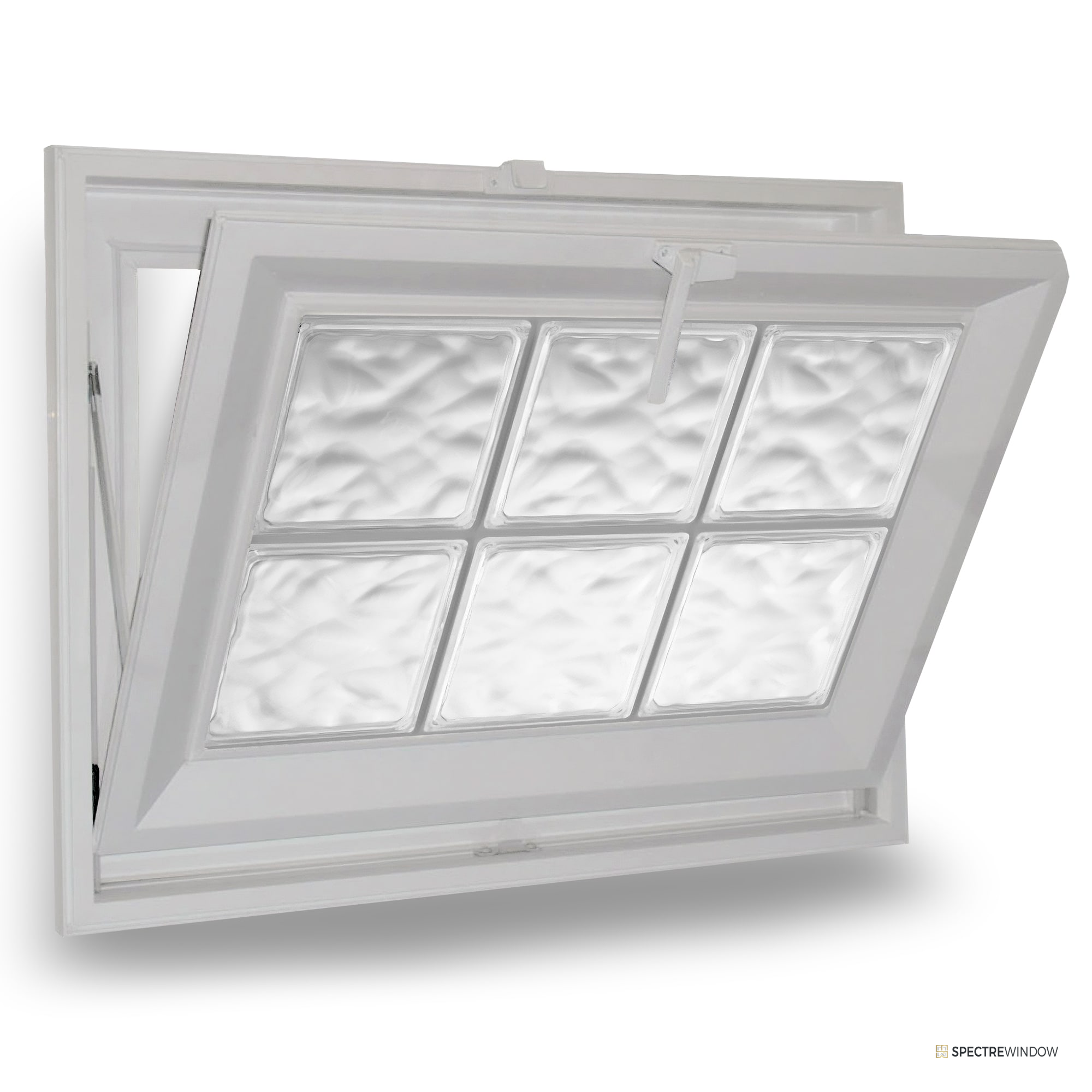 Spectre Window 29.5 in. x 17.5 in. Acrylic Block Vinyl Hopper Window, Privacy Glazing - front view