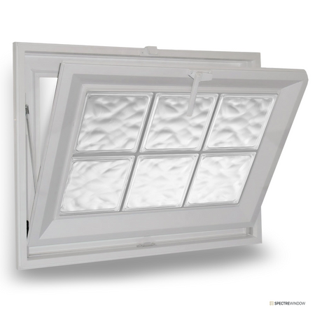 Spectre Window 29.5 in. x 17.5 in. Acrylic Block Vinyl Hopper Window, Privacy Glazing - front view