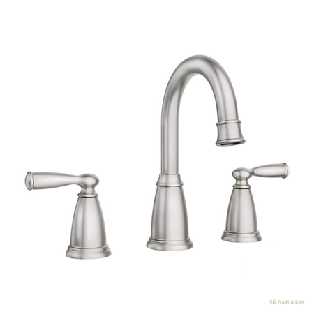 Namimera 8 in. Widespread Double-Handle High-Arc Bathroom Faucet with Drain, 1.2 GPM, Brushed Nickel - front view