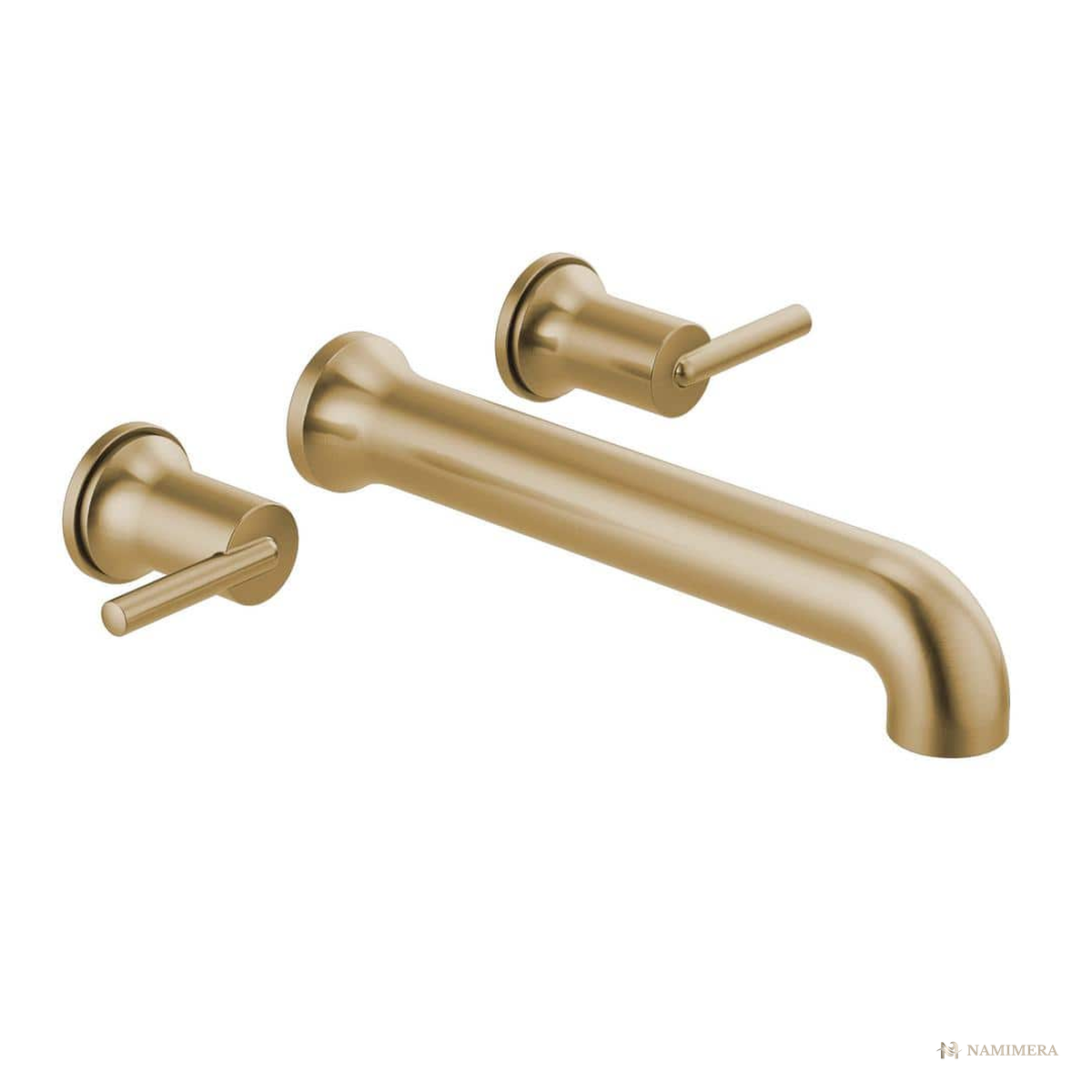 Namimera 2-Handle Wall-Mount Tub Filler Trim with 12 in. Spout, Champagne Bronze - front view