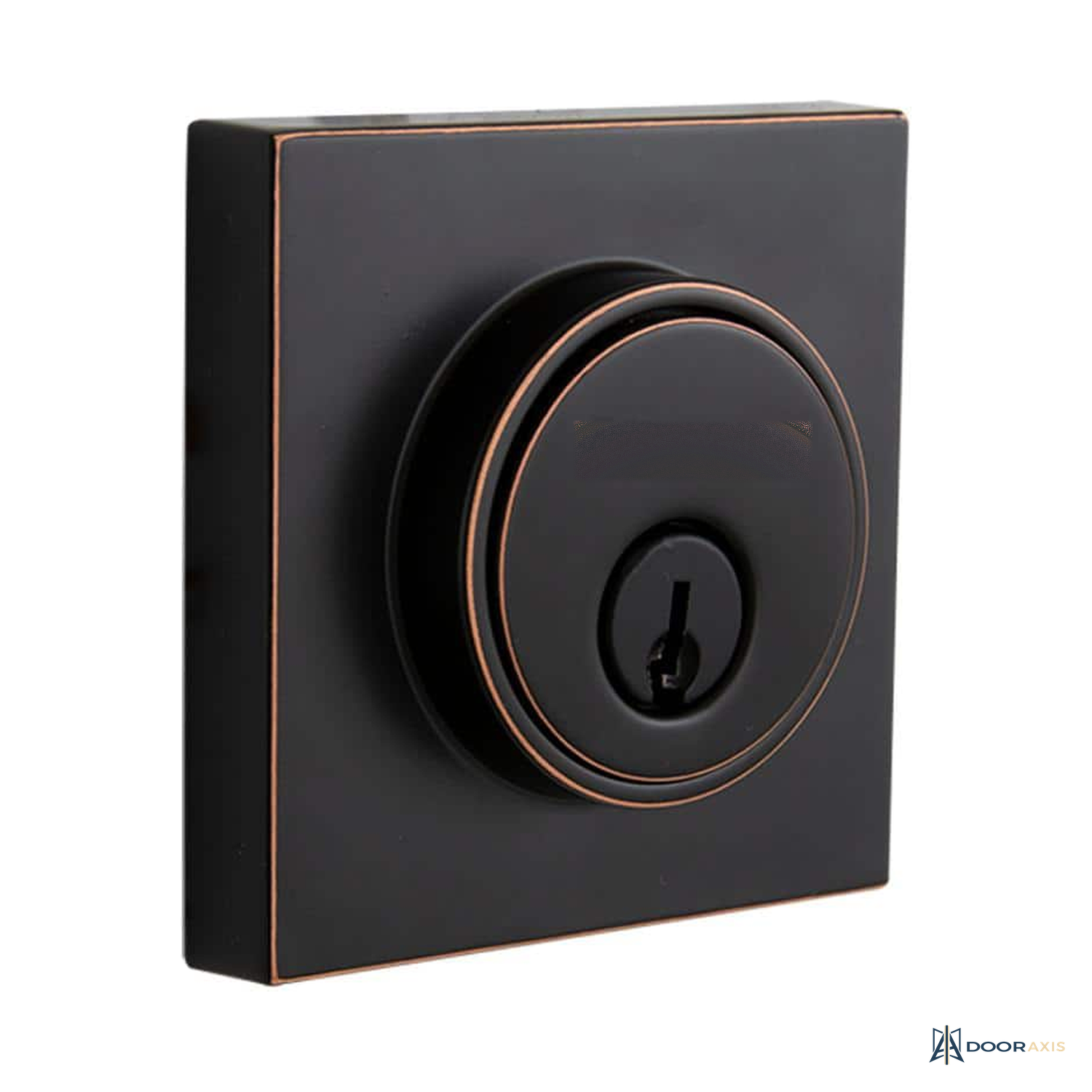 Door Axis Square Contemporary Single Cylinder Deadbolt - front view