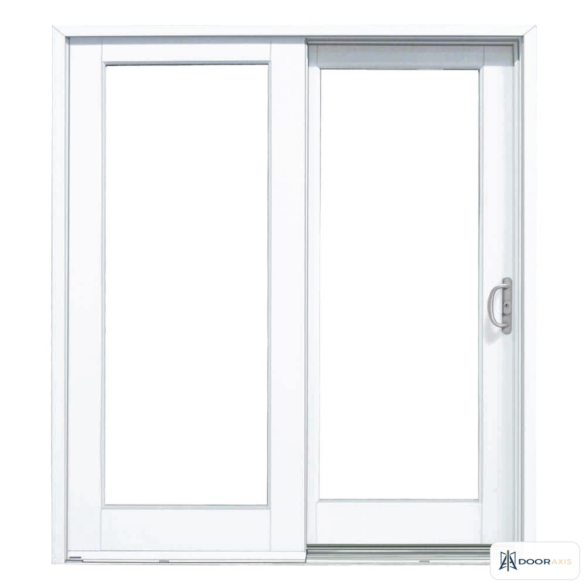 Door Axis 72 in x 80 in White Composite Sliding Patio Door, Low-E Argon Glass - front view