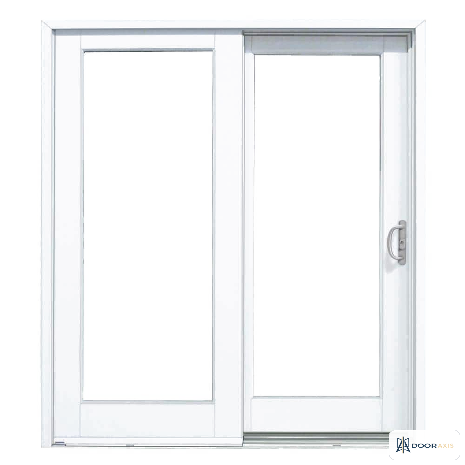 Door Axis 72 in x 80 in White Composite Sliding Patio Door, Low-E Argon Glass - front view