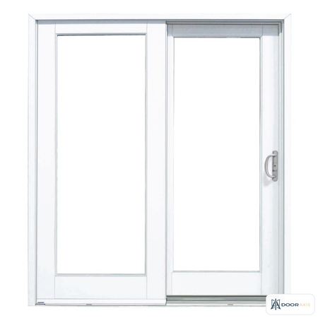 Door Axis 72 in x 80 in White Composite Sliding Patio Door, Low-E Argon Glass - front view