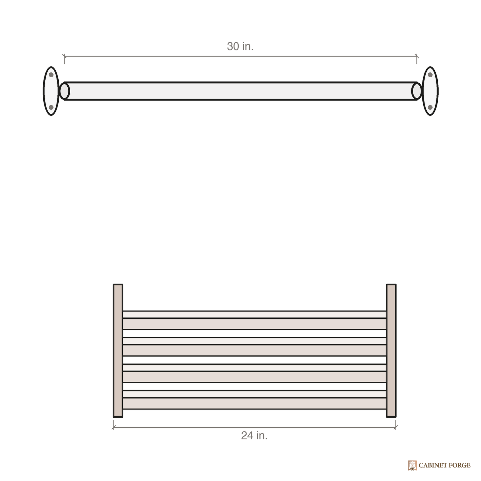 Cabinet Forge Closet Rods and Shoe Racks - front view