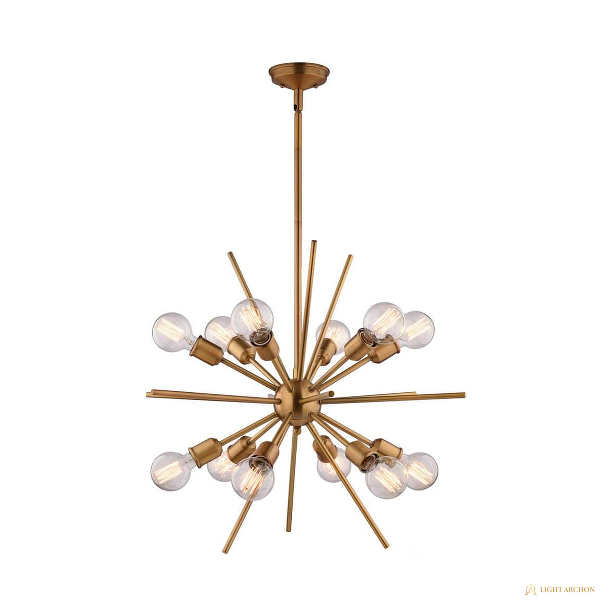 Light Archon Kepler 27.5 in. 12-Light Natural Brass Sputnik Pendant - front view