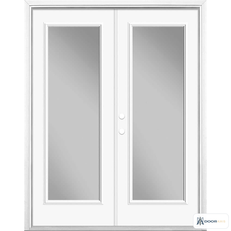 Door Axis 60 in x 80 in Full Lite Steel Prehung French Patio Door with Exterior Casing, Right-Hand Inswing - front view