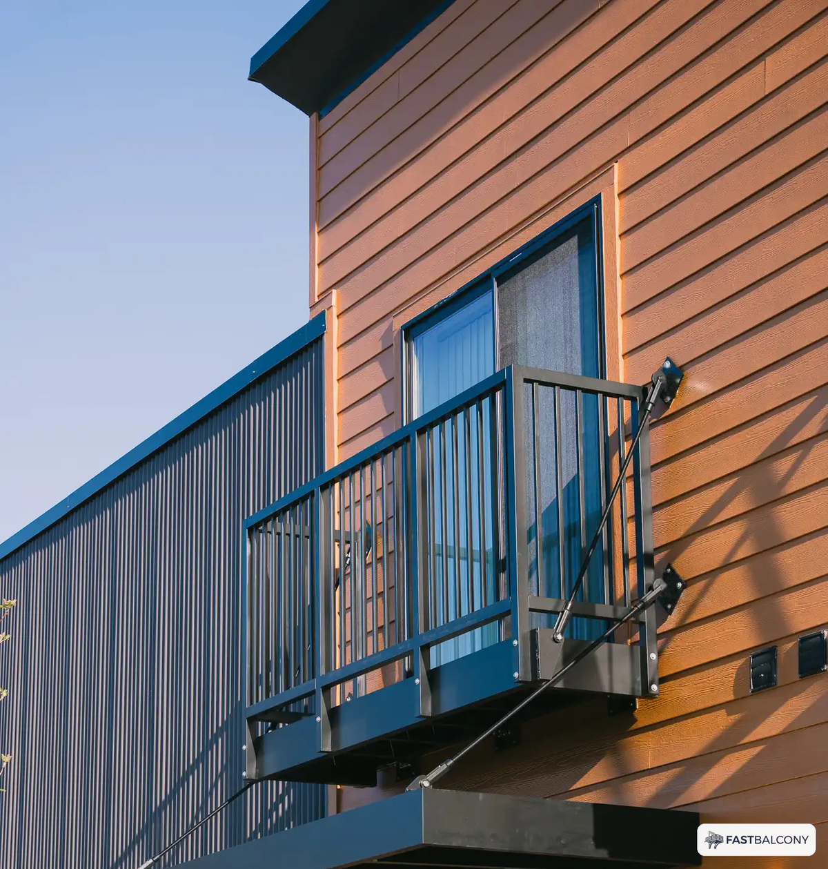 Fast Balcony Flat-Face Fascia-Mount Aluminum Balcony System - elevation view