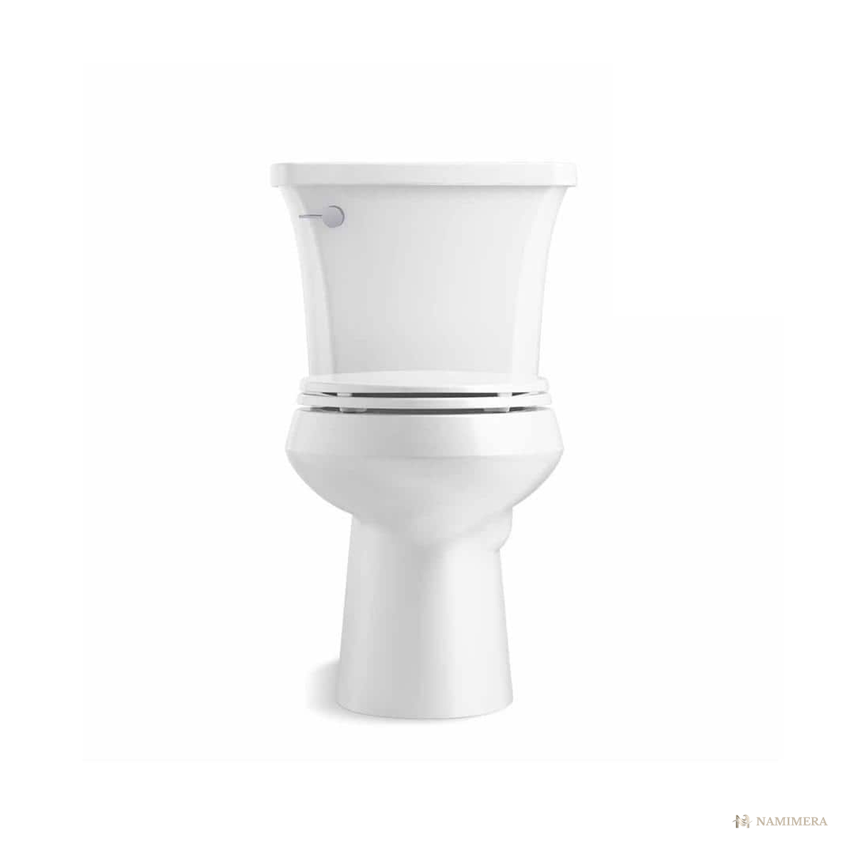 Namimera Two-Piece Elongated Chair-Height Toilet, 1.28 GPF Single Flush, 12 in. Rough-In, White - front view