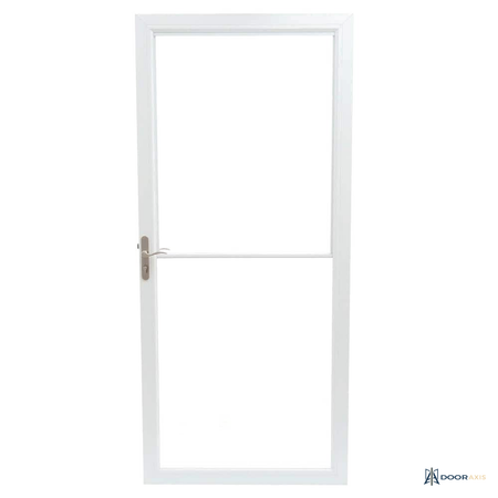 Door Axis 36 in x 80 in White Full View Aluminum Storm Door with Retractable Insect Screen - front view