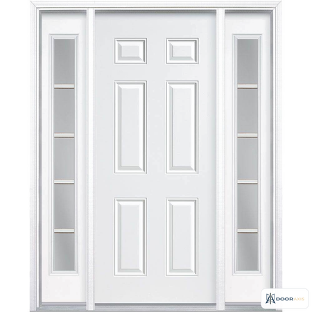 Door Axis 60 in x 80 in 6-Panel Steel Prehung Front Door with Two 10 in 5-Lite Sidelites - front view