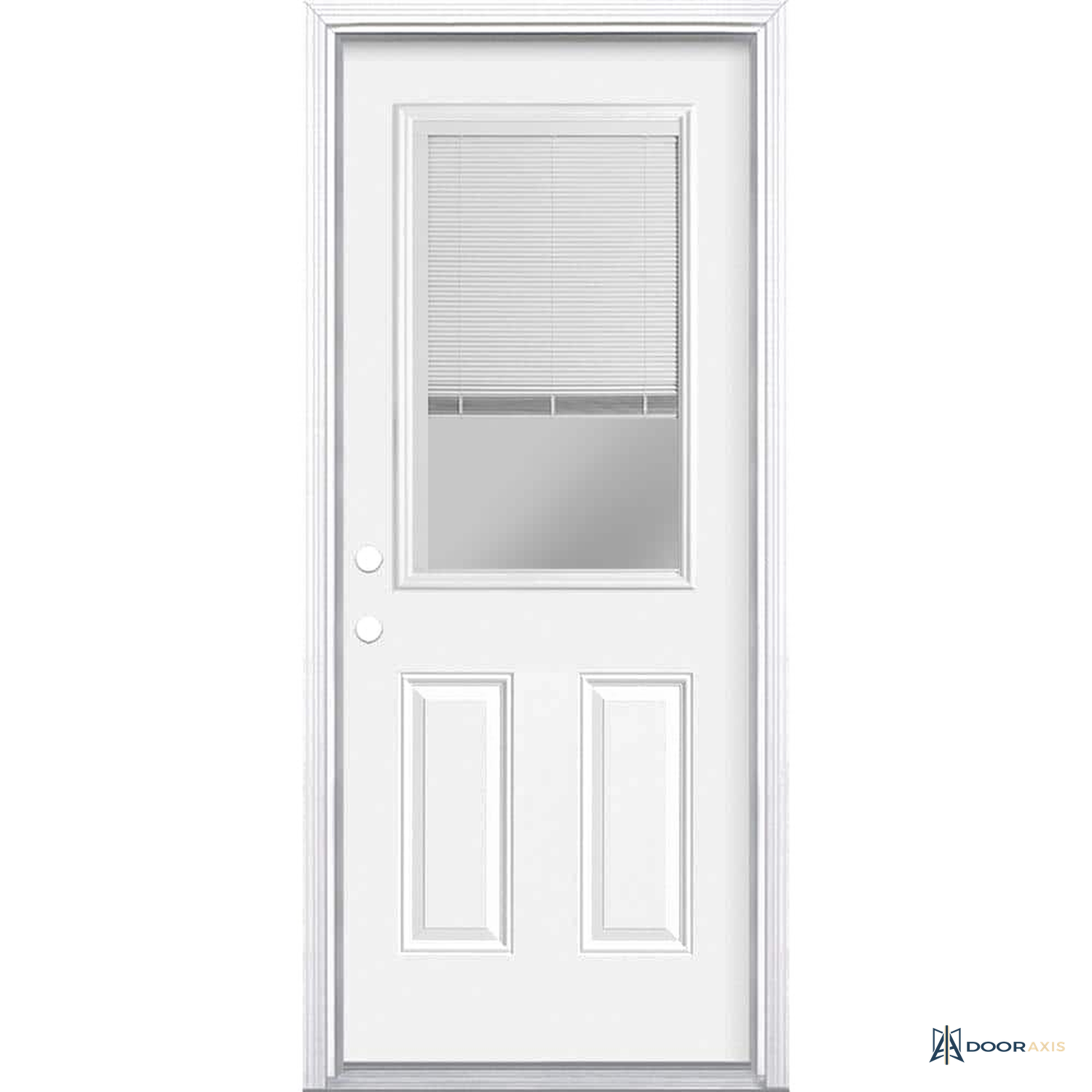 Door Axis 32 in x 80 in Half Lite Internal Blinds Steel Prehung Front Door with Brickmold - front view